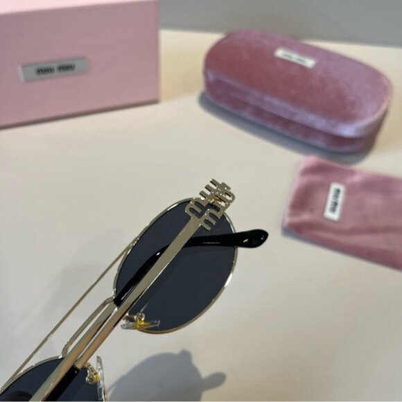 Miu Miu Gold and Black Sunglasses main image 7